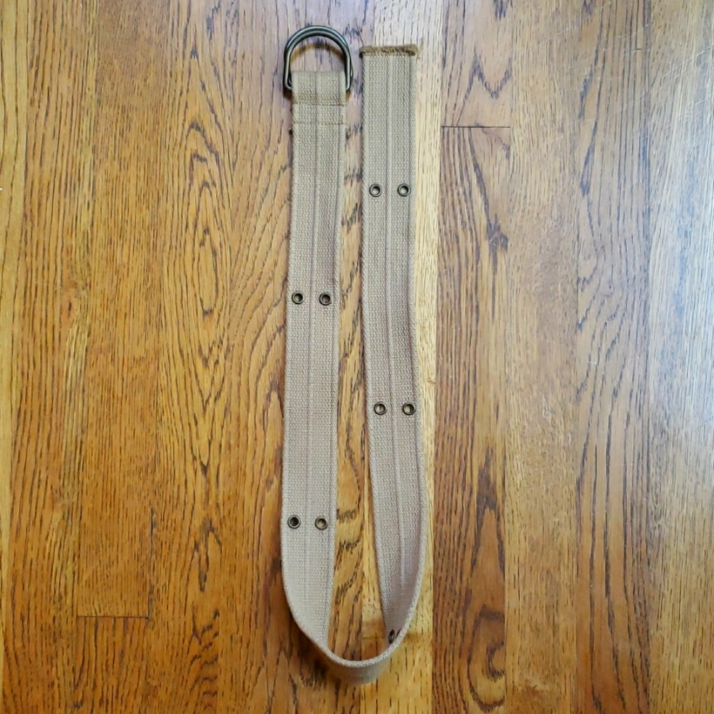 EUC Grommet Detailed Raw Edge Khaki Adjustable Length Belt - Picture 2 of 8